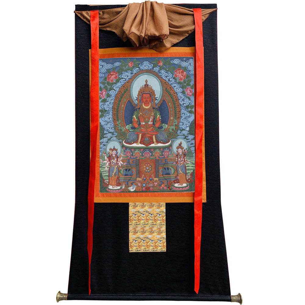 Amitayus - the Buddha of Longevity - Tibetan thangka painting, view 8