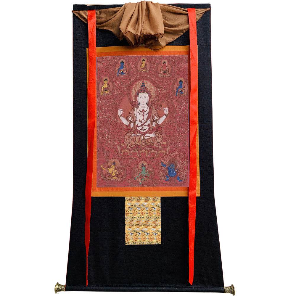 Chenrezig Image - Tibetan thangka painting, view 13