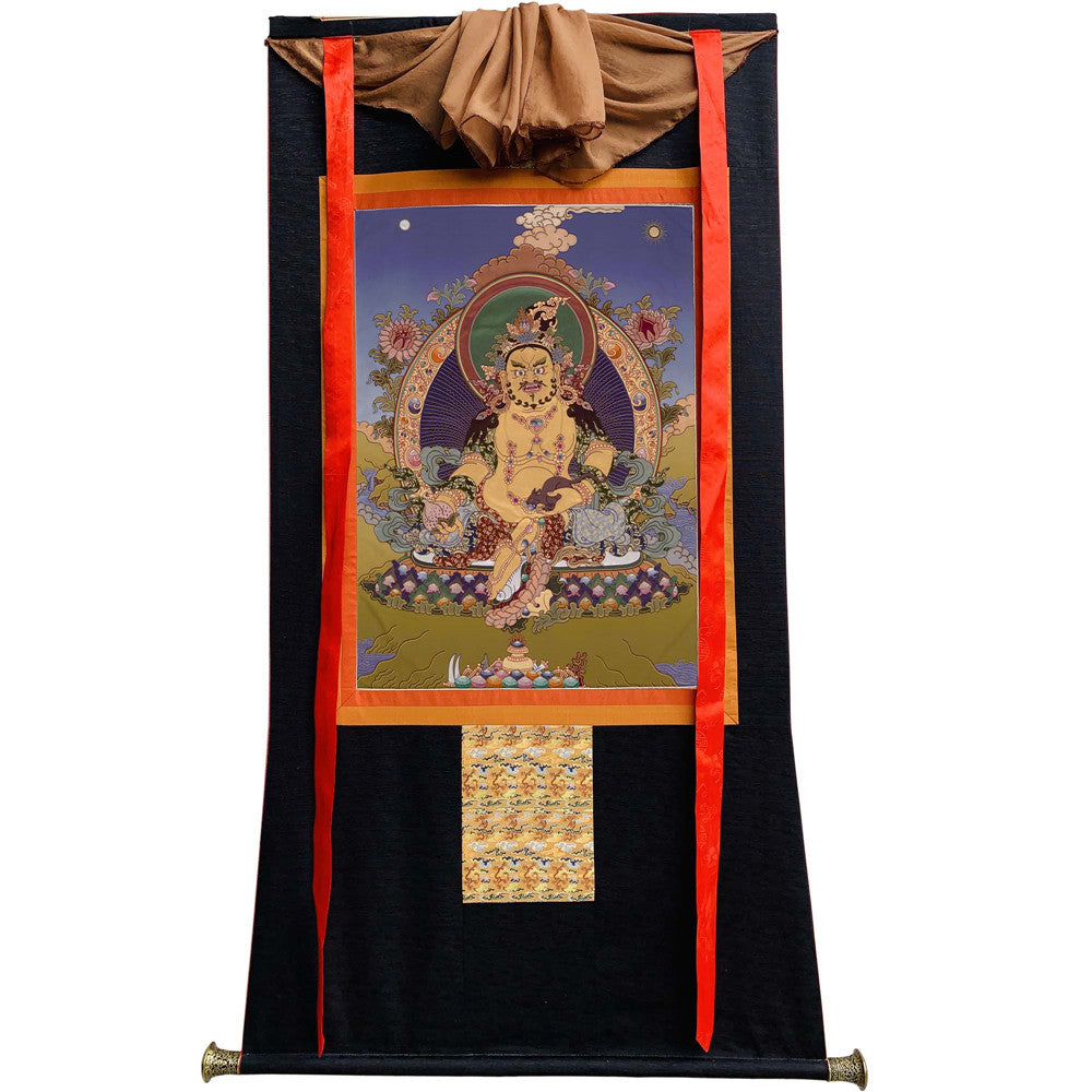 Gandhanra Handmade Thangka - Yellow Jambhala - from Kathok Monastery