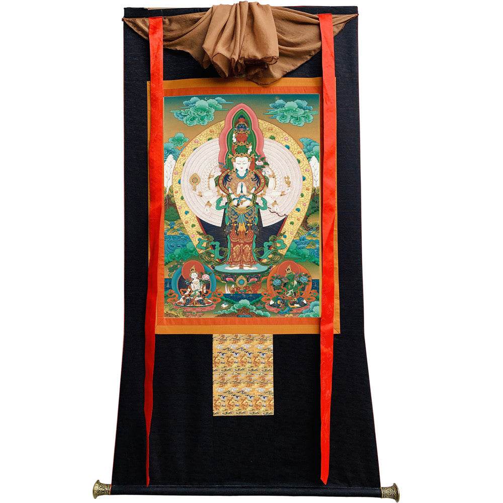 The Thousand-hand Avalokiteshvara - Tibetan thangka painting, view 8