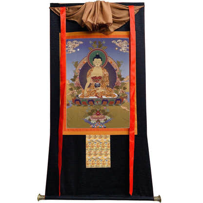 Bhaisajyaguru - Medicine Buddha - Tibetan thangka painting, view 8