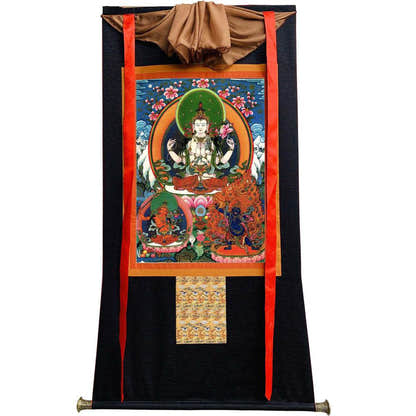 Chenrezig - Tibetan thangka painting, view 8