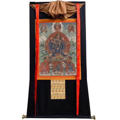 Vajrabhairava / Yamantaka - 17th Century Old Version - Tibetan thangka painting, view 8