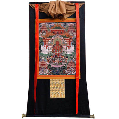 Amitayus - the Buddha of Longevity - Tibetan thangka painting, view 8