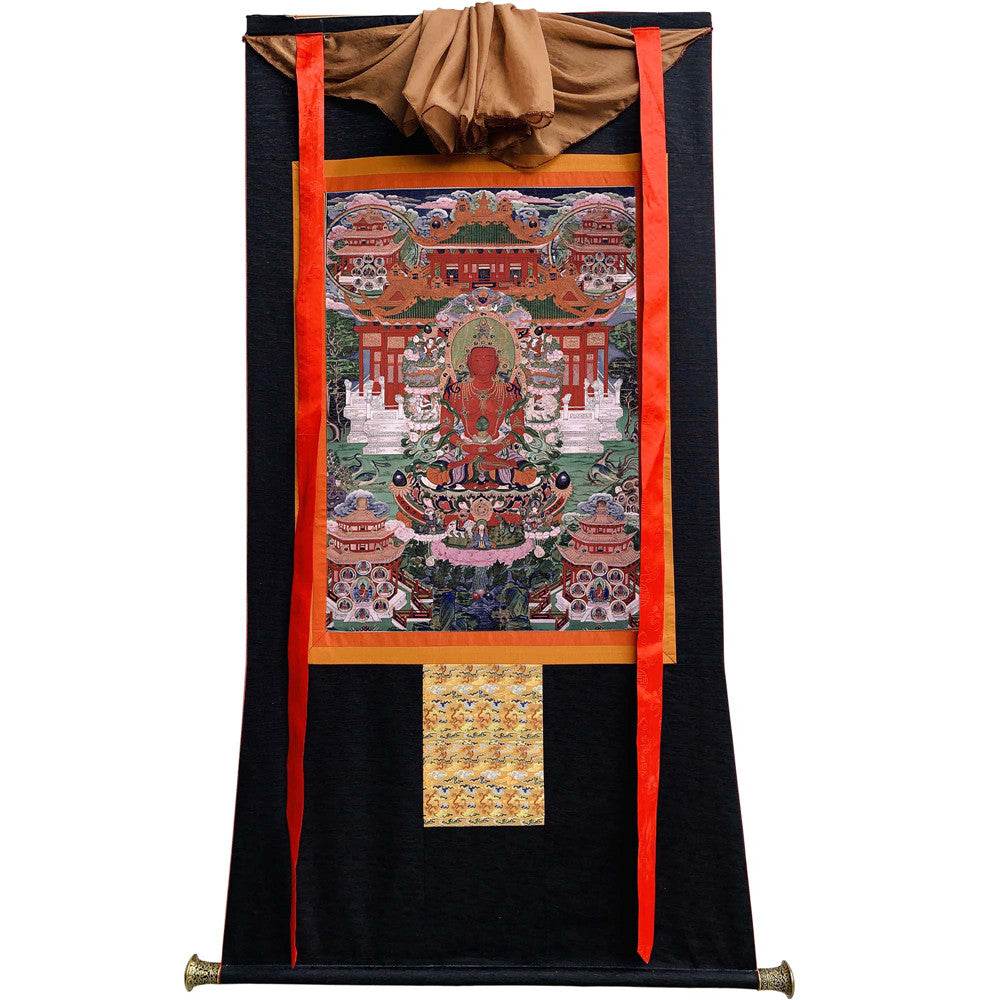 Amitayus - the Buddha of Longevity - Tibetan thangka painting, view 8