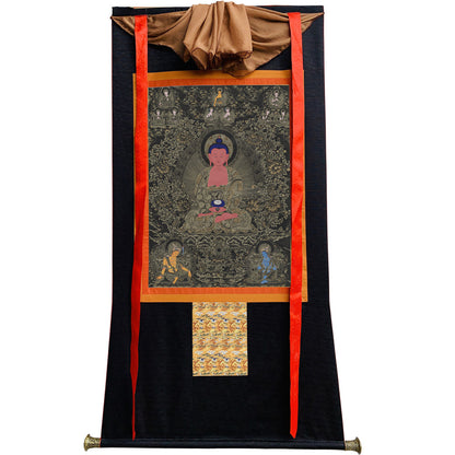 Gandhanra Tibetan Thangka Art - Amitayus - Amitabha - from Kathok Monastery - Giclee Print with Mineral Pigments