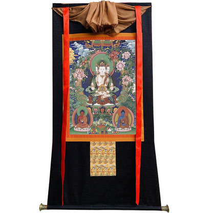 Vairocana - Mahavairocana - 18th Century - Tibetan thangka painting, view 8