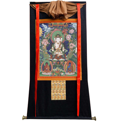 Gandhanra Tibetan Thangka Art - Vairocana - Mahavairocana - from Kathok Monastery - Giclee Print with Mineral Pigments