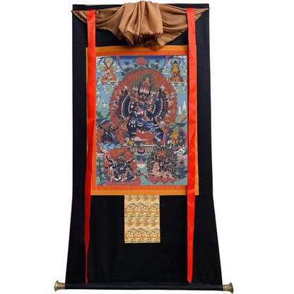 Vajrabhairava / Yamantaka - 17th Century Old Version - Tibetan thangka painting, view 8