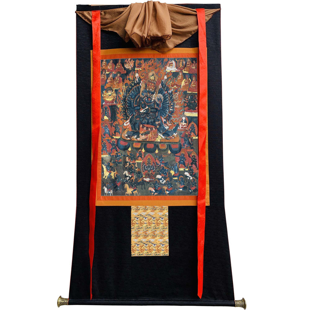 Gandhanra Tibetan Thangka Art - Vajrabhairava-Yamāntaka - from Kathok Monastery - Giclee Print with Mineral Pigments