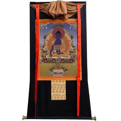 Bhaisajyaguru - Medicine Buddha Image - Tibetan thangka painting, view 13