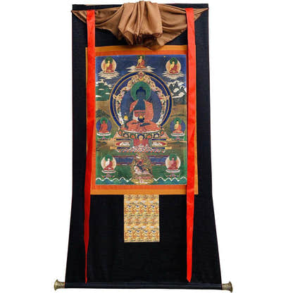 Bhaisajyaguru - Medicine Buddha - Tibetan thangka painting, view 8
