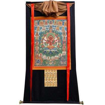 Gandhanra Hand Frame Tibetan Thangka Art,kurukulla tara-tara rakta,Jetsun Dolma, Buddhist Tapestry,Giclee Print with Mineral Pigments,48" × 32"