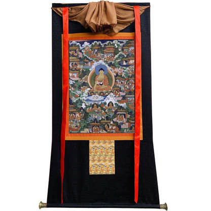 Shakyamuni Pure Land Thangka - Tibetan thangka painting, view 8