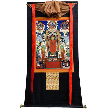Shakyamuni Buddha: Sandalwood Buddha Image - Tibetan thangka painting, view 13