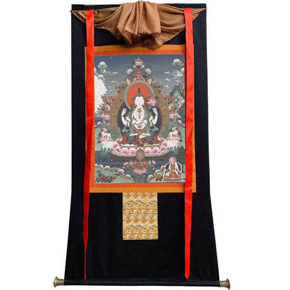 Chenrezig - Tibetan thangka painting, view 8