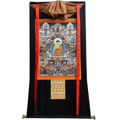 Shakyamuni - Tibetan thangka painting, view 8