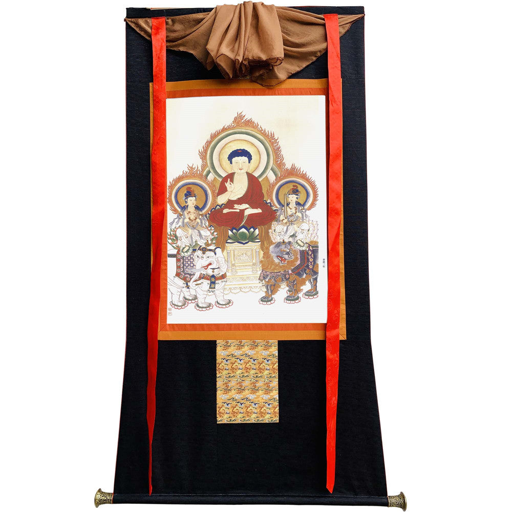 2739-唐卡-HBMT-043华严三圣 - Tibetan thangka painting, view 8