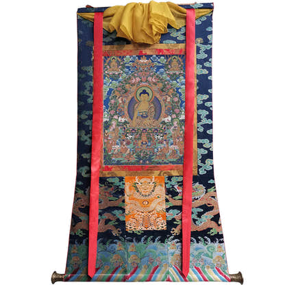 Shakyamuni Image - Tibetan thangka painting, size reference