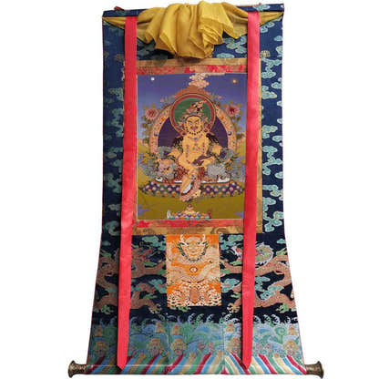 Yellow Jambhala - Tibetan thangka painting, view 9