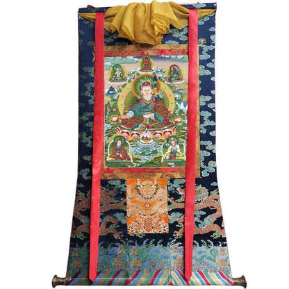 Padmasambhava - Guru Rinpoche - Tibetan thangka painting, size reference