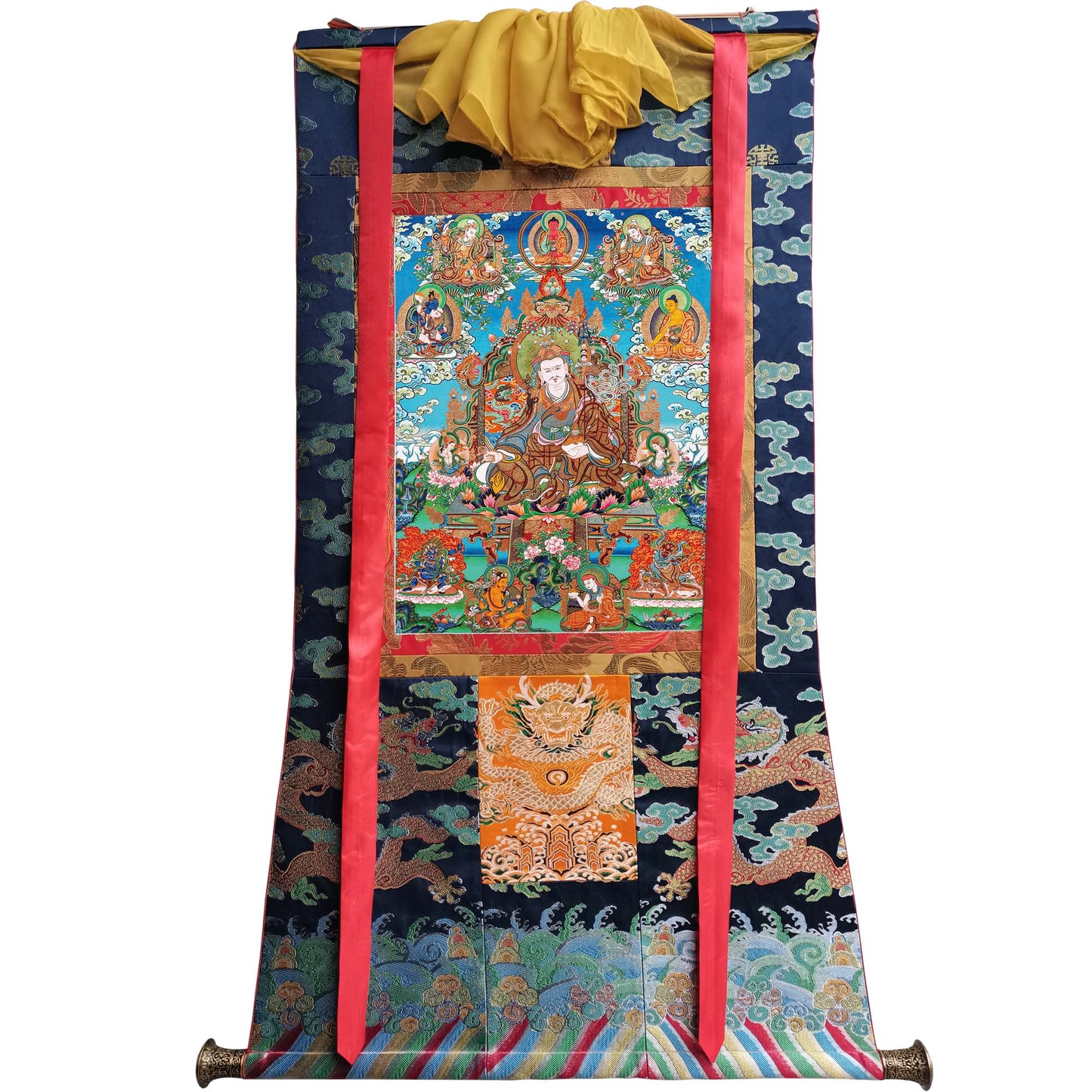 Gandhanra Tibetan Thangka Art - Eight Manifestations of Guru Rinpoche - from Kathok Monastery - Giclee Print with Mineral Pigments