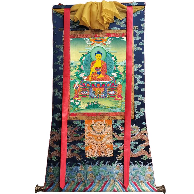 Gandhanra Tibetan Thangka Art - Shakyamuni - from Kathok Monastery - Giclee Print with Mineral Pigments