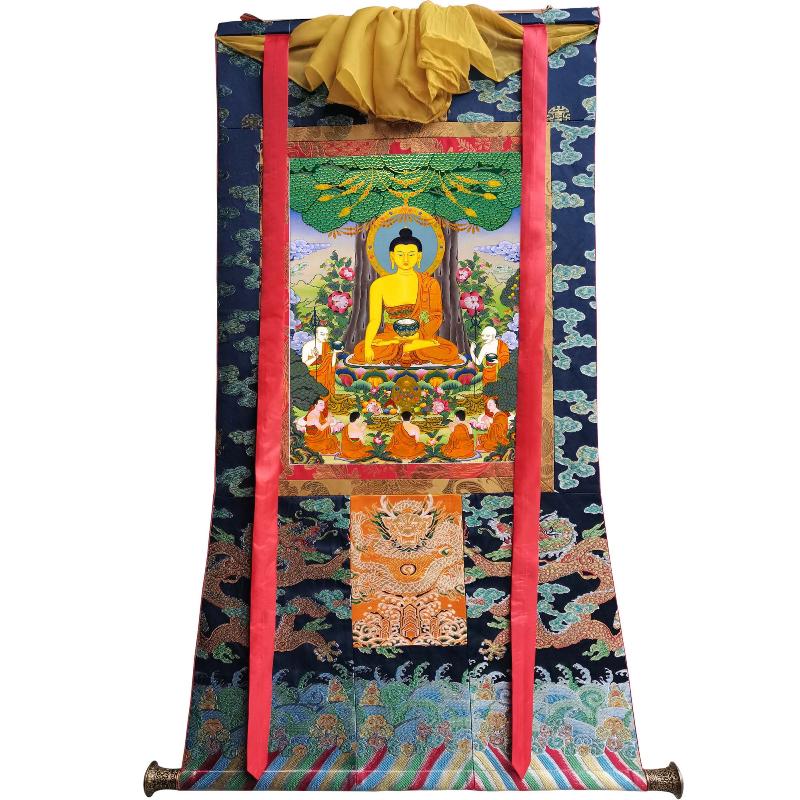 Gandhanra Tibetan Thangka Art - Shakyamuni - from Kathok Monastery - Giclee Print with Mineral Pigments