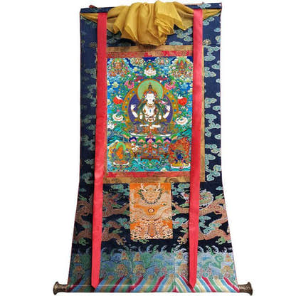 Chenrezig - Tibetan thangka painting, view 9