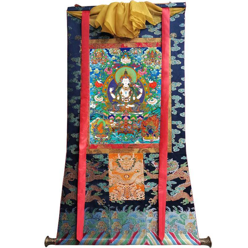 Chenrezig - Tibetan thangka painting, view 9