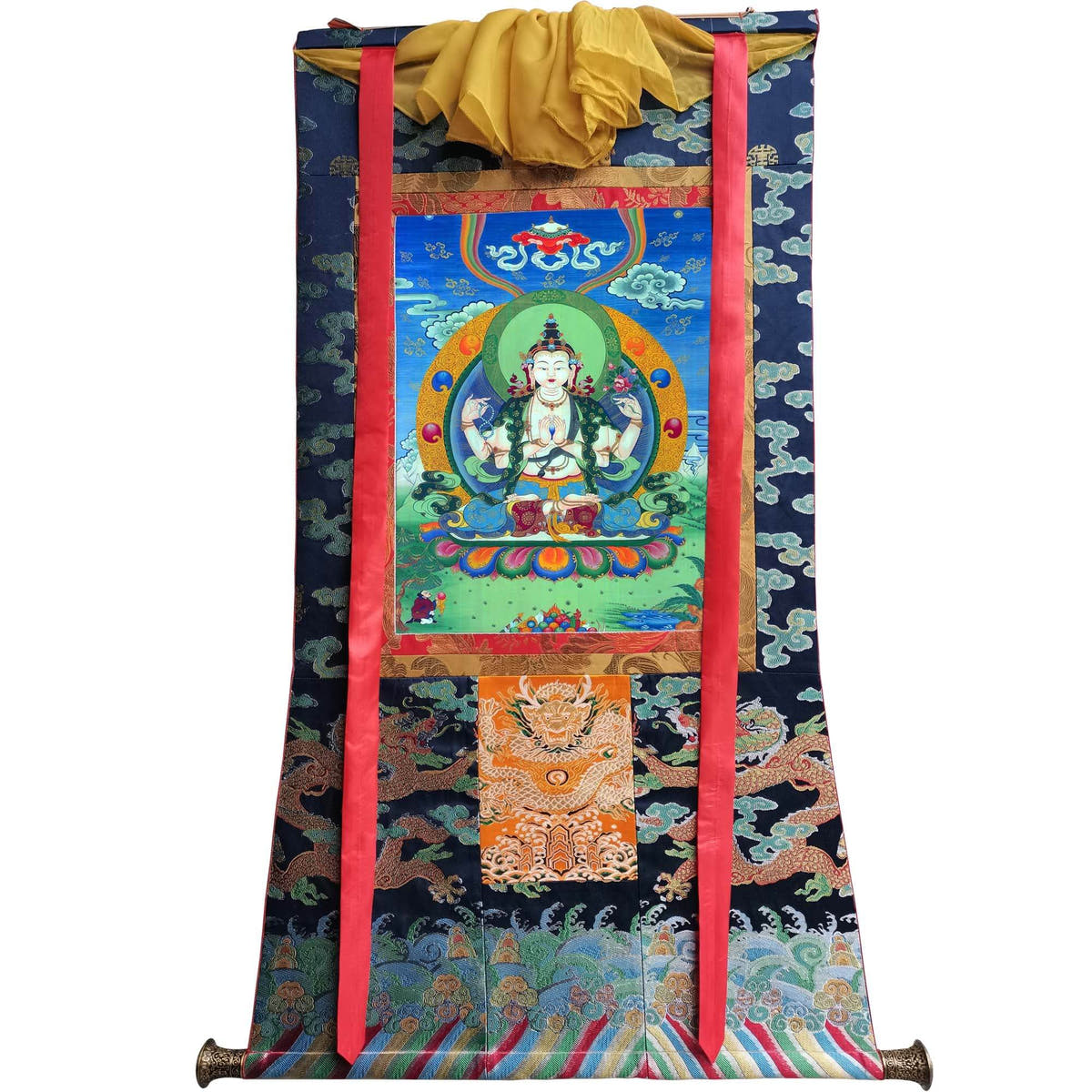Chenrezig - Tibetan thangka painting, view 9