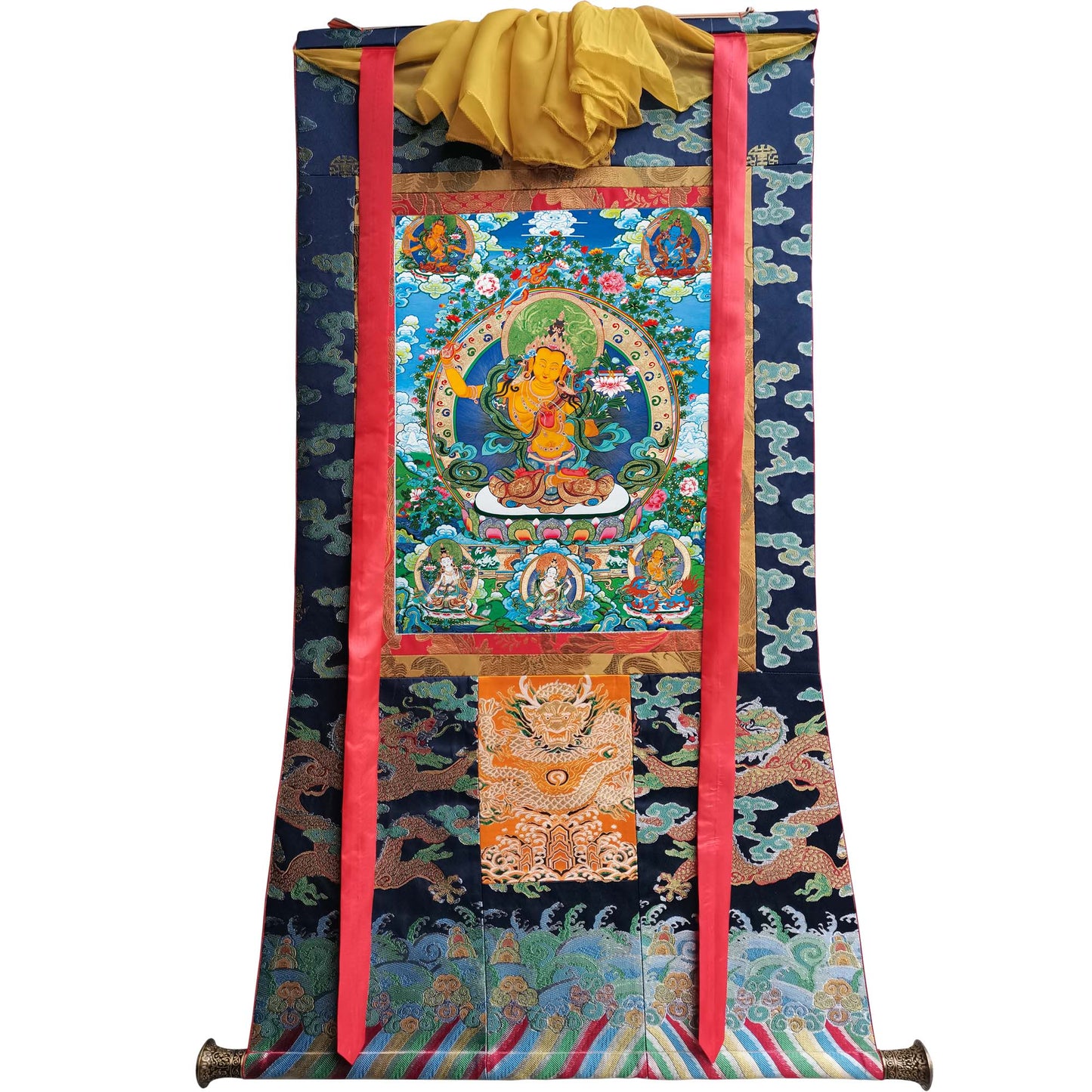 Gandhanra Tibetan Thangka Art - Manjushri - from Kathok Monastery - Giclee Print with Mineral Pigments