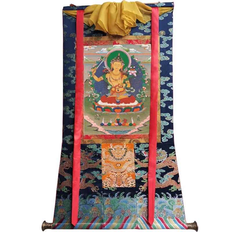 Gandhanra Tibetan Thangka Art - Manjusri - from Kathok Monastery - Giclee Print with Mineral Pigments