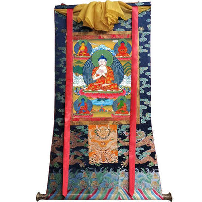 The Mandala of Five Dhyani-Buddhas of Vajradhatu - Tibetan thangka painting, view 9