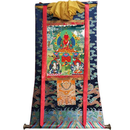 Amitayus - Three Buddhas of Longevity - Tibetan thangka painting, view 9