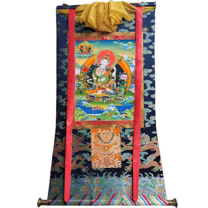 Saraswati དབྱངས་ཅན་མ། - Tibetan thangka painting, view 9