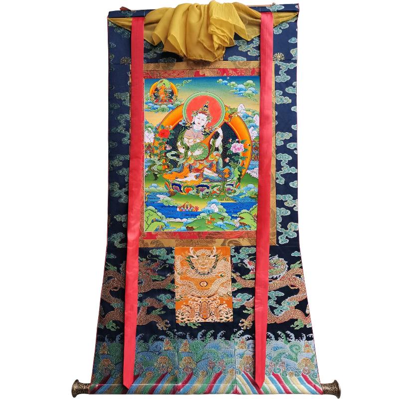 Gandhanra Tibetan Thangka Art - Sarasvati - from Kathok Monastery - Giclee Print with Mineral Pigments