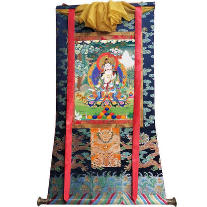 Usnisa Sitatapatra - Great White Parasol - Tibetan thangka painting, view 9