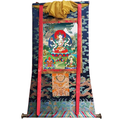 Gandhanra Tibetan Thangka Art - Victorious Crown Ushnisha Vijaya - from Kathok Monastery - Giclee Print with Mineral Pigments