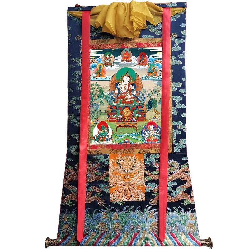 Vajrasattva - Tibetan thangka painting, view 9