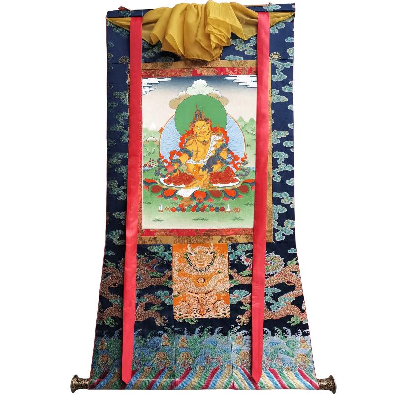 Gandhanra Handmade Thangka - Yellow Jambhala - from Kathok Monastery