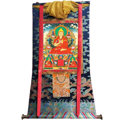 Tsongkhapa - Tibetan thangka painting, view 9