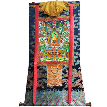 Shakyamuni Thangka - Hand Framed Giclee Printed Tibetan Art - Tibetan thangka painting, view 9