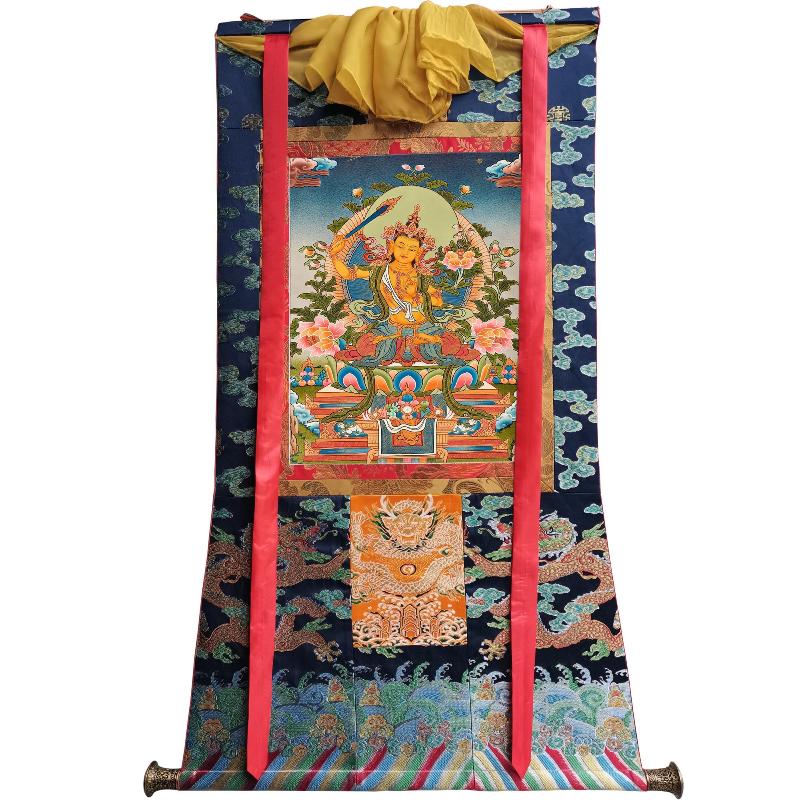 Gandhanra Tibetan Thangka Art - Manjusri - from Kathok Monastery - Giclee Print with Mineral Pigments