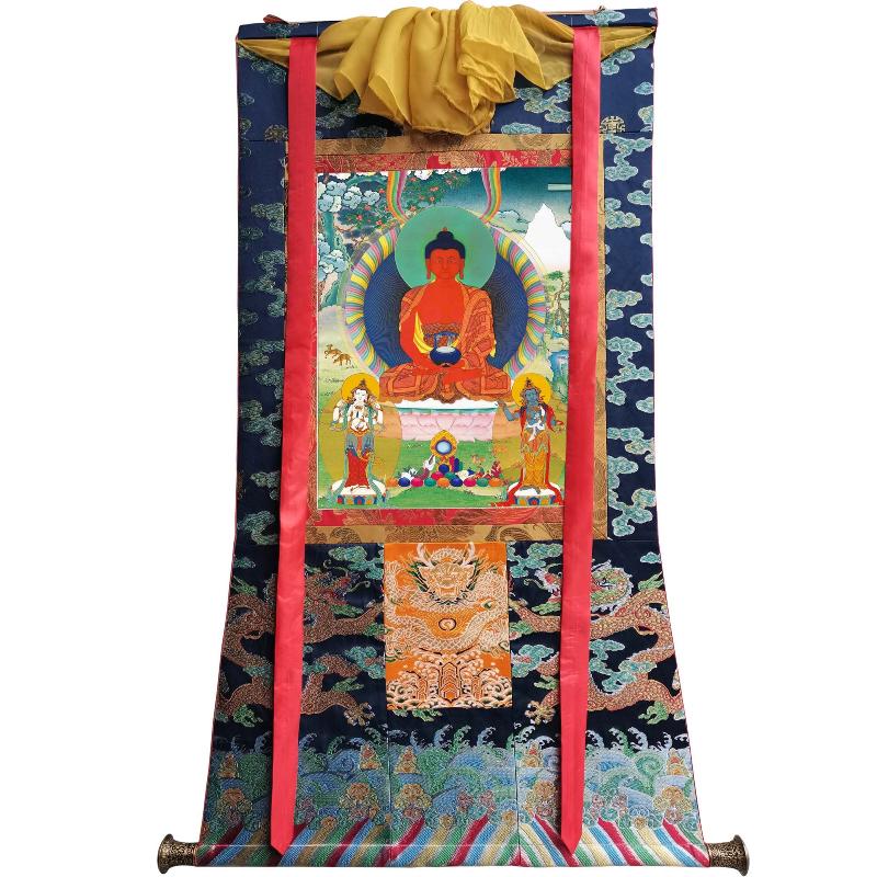 Gandhanra Tibetan Thangka Art - Amitayus - Amitabha - from Kathok Monastery - Giclee Print with Mineral Pigments