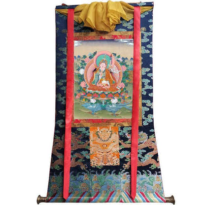 Padmasambhava - Guru Rinpoche - Tibetan thangka painting, size reference