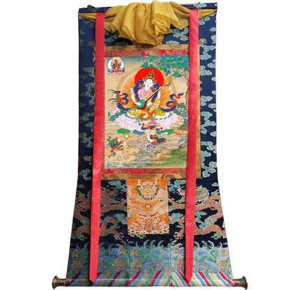 Gandhanra Tibetan Thangka Art - Sarasvati - from Kathok Monastery - Giclee Print with Mineral Pigments