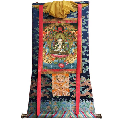 Gandhanra Tibetan Thangka Art - Akasagarbha Bodhisattva - from Kathok Monastery - Giclee Print with Mineral Pigments