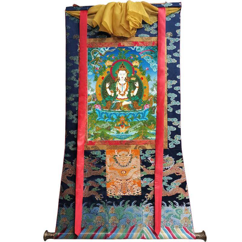Chenrezig - Tibetan thangka painting, view 9