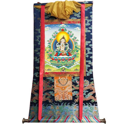 Vajrasattva - Tibetan thangka painting, view 9